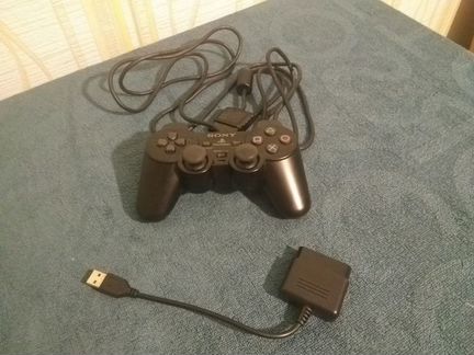 Оригинальный геймпад DualShock 2 + переходник USB