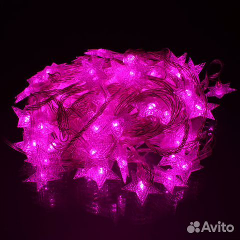 Гирлянда звёзды 100 свд, 10 метров,малина, синий