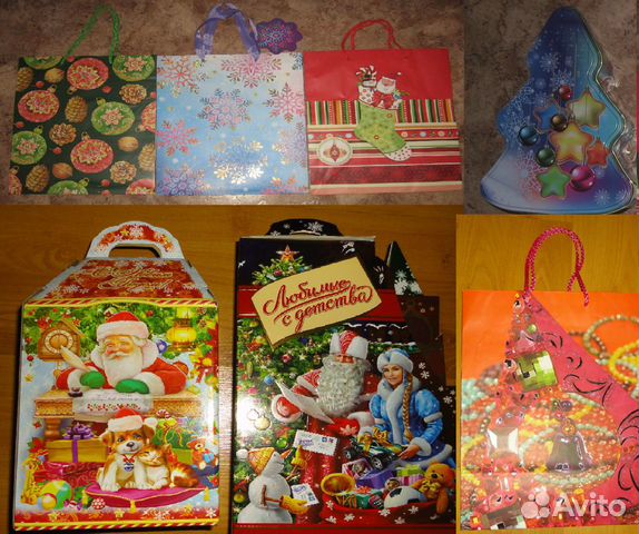 Набор Новогодних Пакетов и Коробок