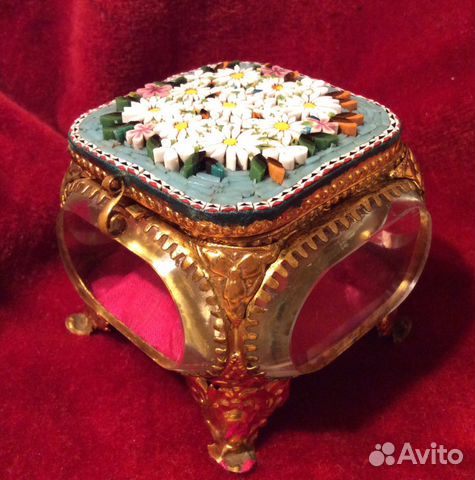 Антикварная шкатулка, микромозаика. Италия. 1880-1