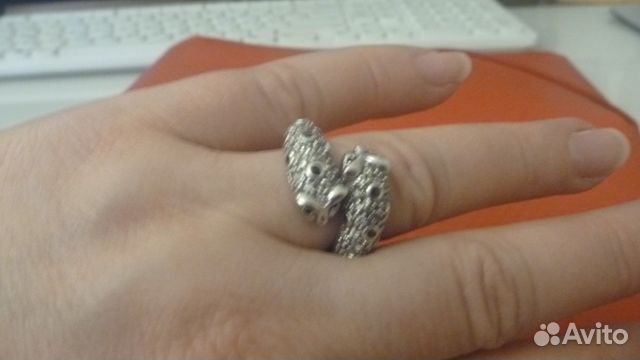 Кольцо двойная пантера серебро 925 Италия Кольцо двойная пантера серебро 925 Италия