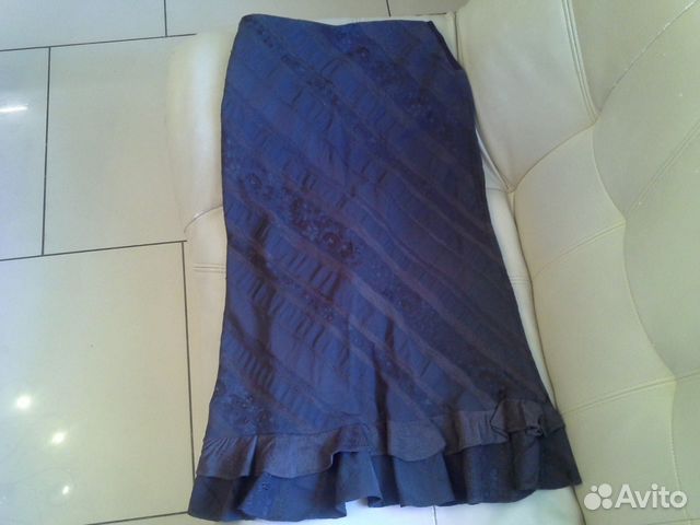 Юбка для беременных коричневая с валаном Юбка для беременных коричневая с валаном