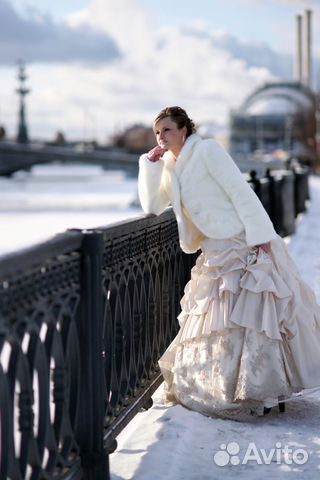 Свадебное платье (платье, перчатки, шубка (иск) Свадебное платье (платье, перчатки, шубка (иск)