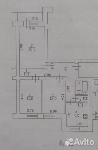 3-к квартира, 60.9 м², 6/9 эт.