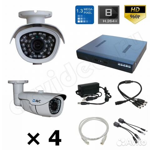 Комплект IP 4-2 HD PRO видеонаблюдения 1.3 Mpx