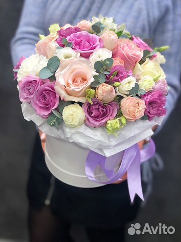 Розовые оттенки Цветов в шляпной коробке Розовые оттенки Цветов в шляпной коробке