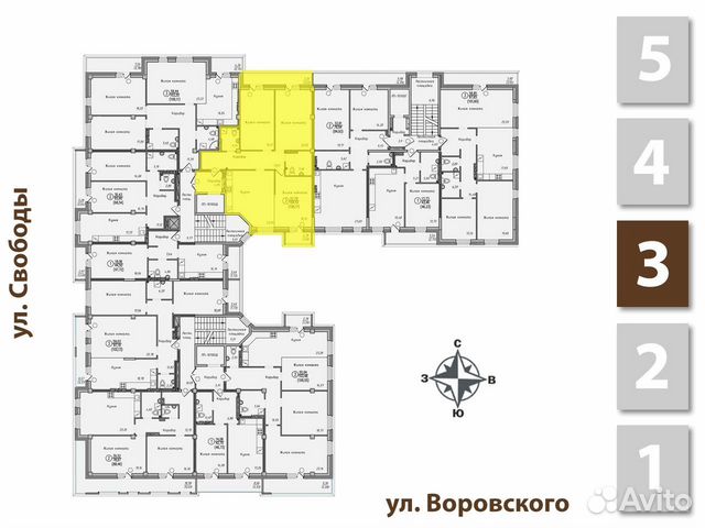 3-к квартира, 109.2 м², 3/5 эт.