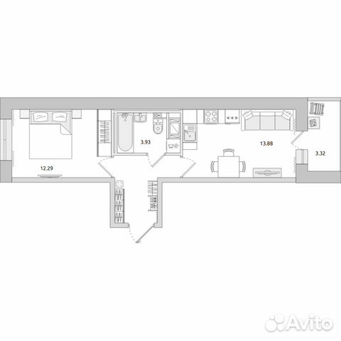 1-к квартира, 40.3 м², 8/20 эт.