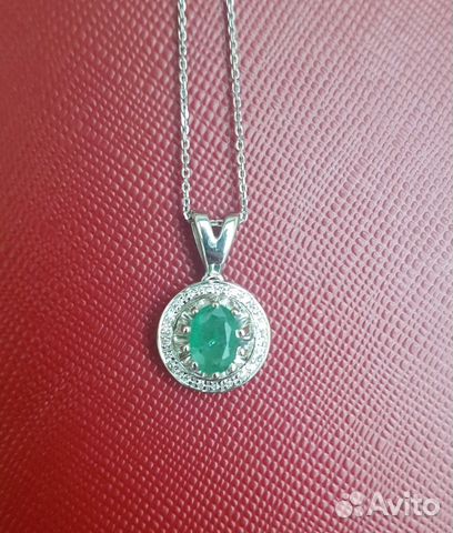 Подвеска кулон с изумрудом и бриллиантами