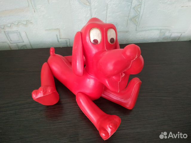 Игрушка СССР собака красная пластмасса