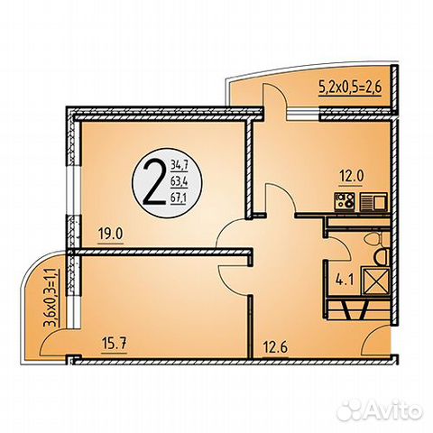 2-к квартира, 67.1 м², 10/25 эт.
