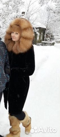 Шуба женская цигейка с лисой
