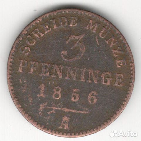 3 пфеннига 1856 Пруссия 3 пфеннига 1856 Пруссия