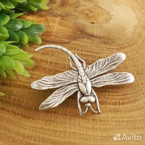 Брошь Стрекоза серебристая Брошь Стрекоза серебристая
