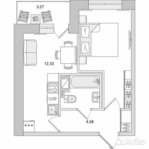 1-к квартира, 35.7 м², 2/20 эт. 1-к квартира, 35.7 м², 2/20 эт.