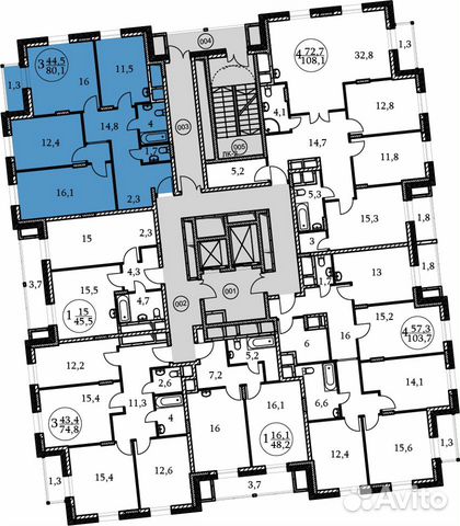 3-к квартира, 80.1 м², 17/17 эт. 3-к квартира, 80.1 м², 17/17 эт.