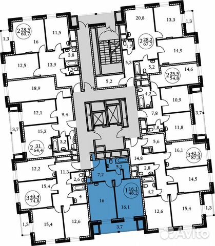 1-к квартира, 48.2 м², 14/17 эт.