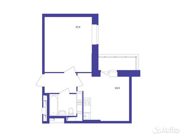 1-к квартира, 41.6 м², 21/25 эт. 1-к квартира, 41.6 м², 21/25 эт.