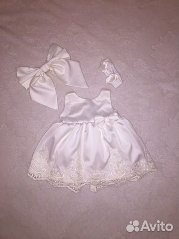 Нарядное белое платье на выписку 56р luxury baby