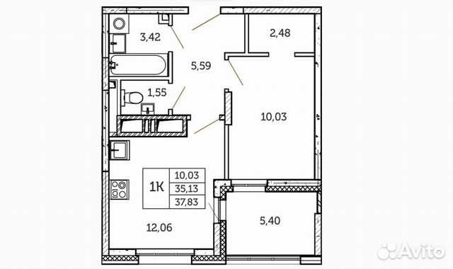 1-к квартира, 40.5 м², 4/19 эт.