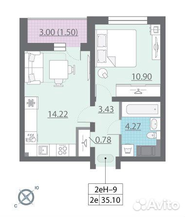 1-к квартира, 35.1 м², 6/18 эт. 1-к квартира, 35.1 м², 6/18 эт.