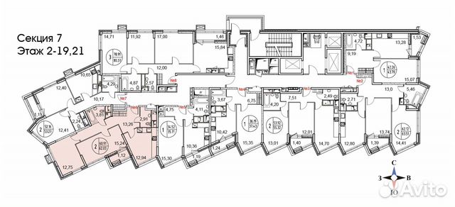 2-к квартира, 62 м², 3/21 эт. 2-к квартира, 62 м², 3/21 эт.