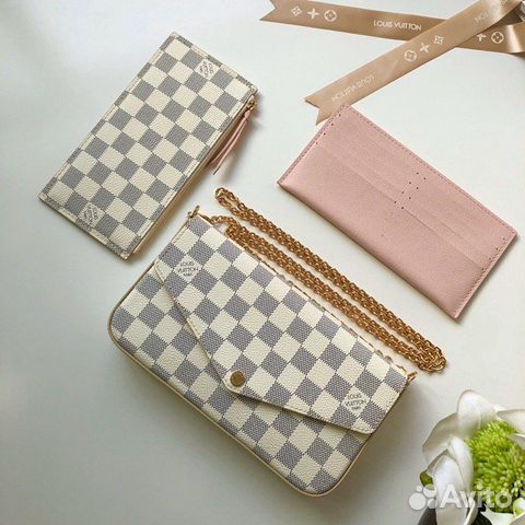 Клатч Louis Vuitton Felicie N63106 бело-серый