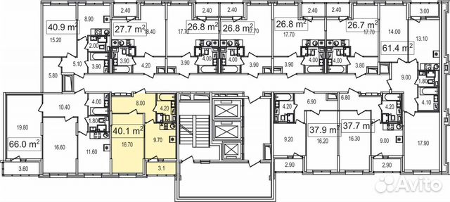 1-к квартира, 40.1 м², 2/25 эт. 1-к квартира, 40.1 м², 2/25 эт.