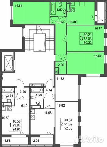 3-к квартира, 80.2 м², 4/8 эт.
