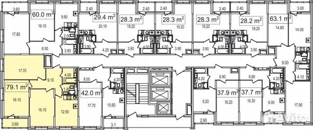 3-к квартира, 79.1 м², 15/25 эт.