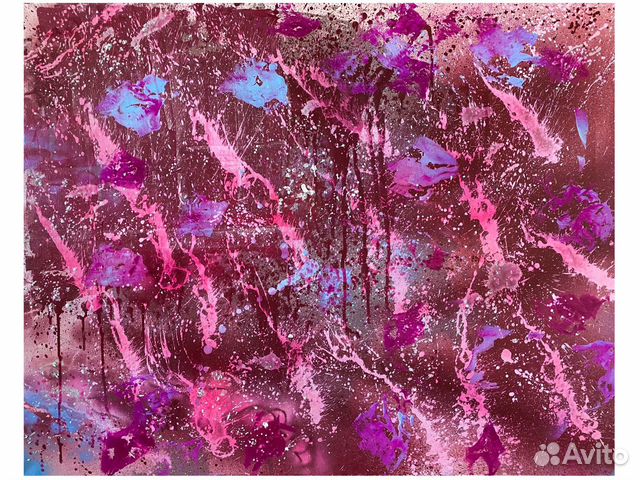 Картины абстракция 80/100, розовый, бордовый