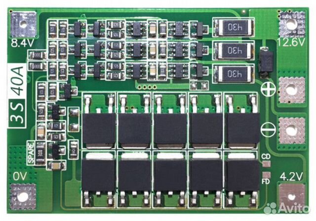 Плата защиты и балансировки BMS 3S 40A 12.6V