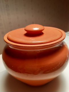 Горшок с крышкой, керамический, пищевой
