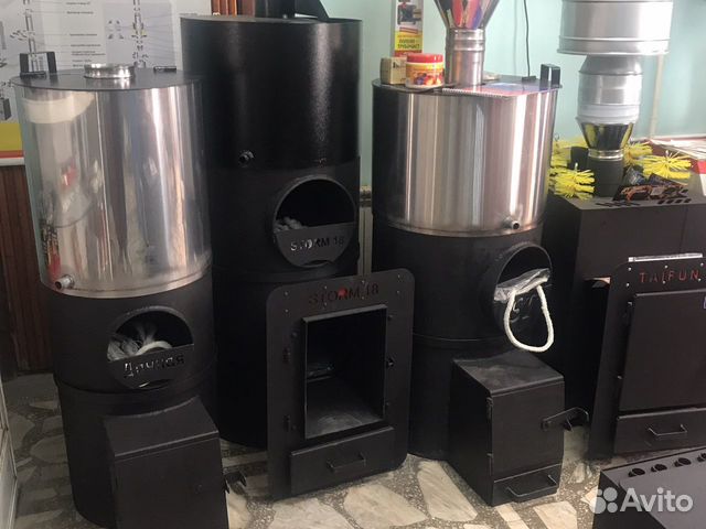 Печь банная круглая трехсекционная с баком 70-85л