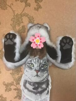 Меховая шапка с ушками новая