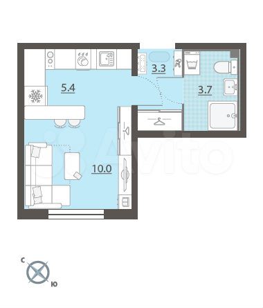 Квартира-студия, 22,4 м², 1/8 эт.