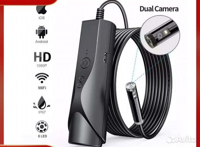 HD Эндоскоп WiFi 2 камеры для iPhone\Android
