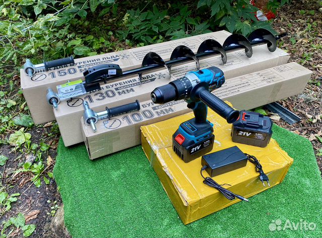 Шуруповерт для ледобура рыбалки комплект 4 в 1