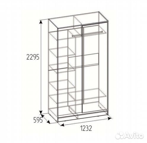 Шкаф купе 1200 без зеркала Ясень Анкор Светлый