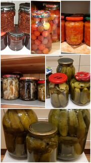 Домашние заготовки:огурцы, помидоры, варенье,грибы
