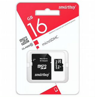 Карта памяти microSD Smartbuy 16GB + адаптер SD Cl