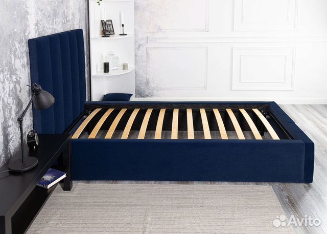 Кровать 90х200 синяя Богема