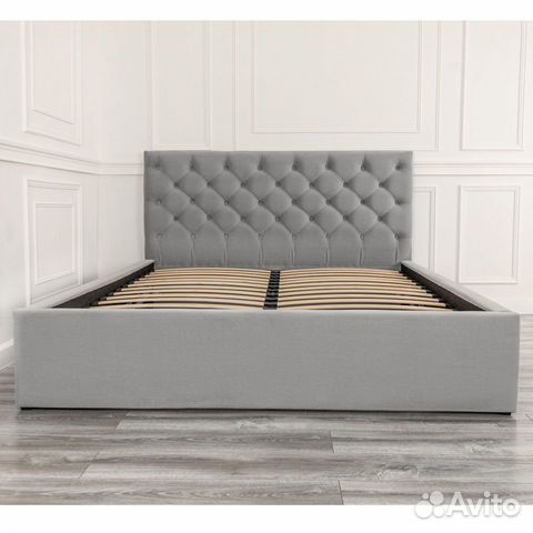 Кровать 140х200 серый велюр Барокко