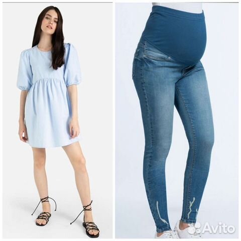 Вещи (джинсы, платье) для беременных 44