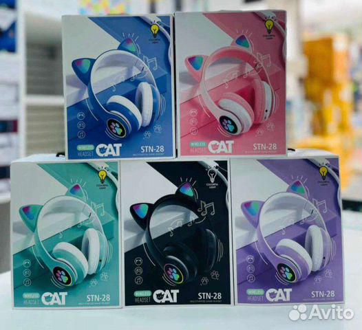 Беспроводные светящиеся наушники с ушками