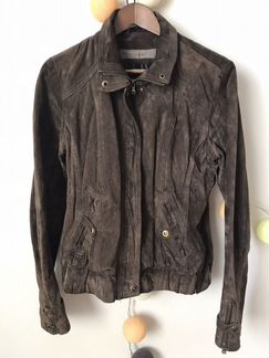 Куртка кожаная коричневая на молнии