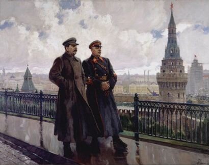 Картина Сталин и Ворошилов в Кремле (репродукция)