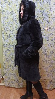 Шуба мутон с отделкой норки