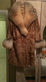 Пальто каракульча с рыжей лисой Германия