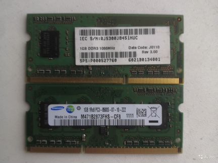Samsung 1GB 1Rx8 PC3-8500S-07-10-ZZZ(для ноутбука)